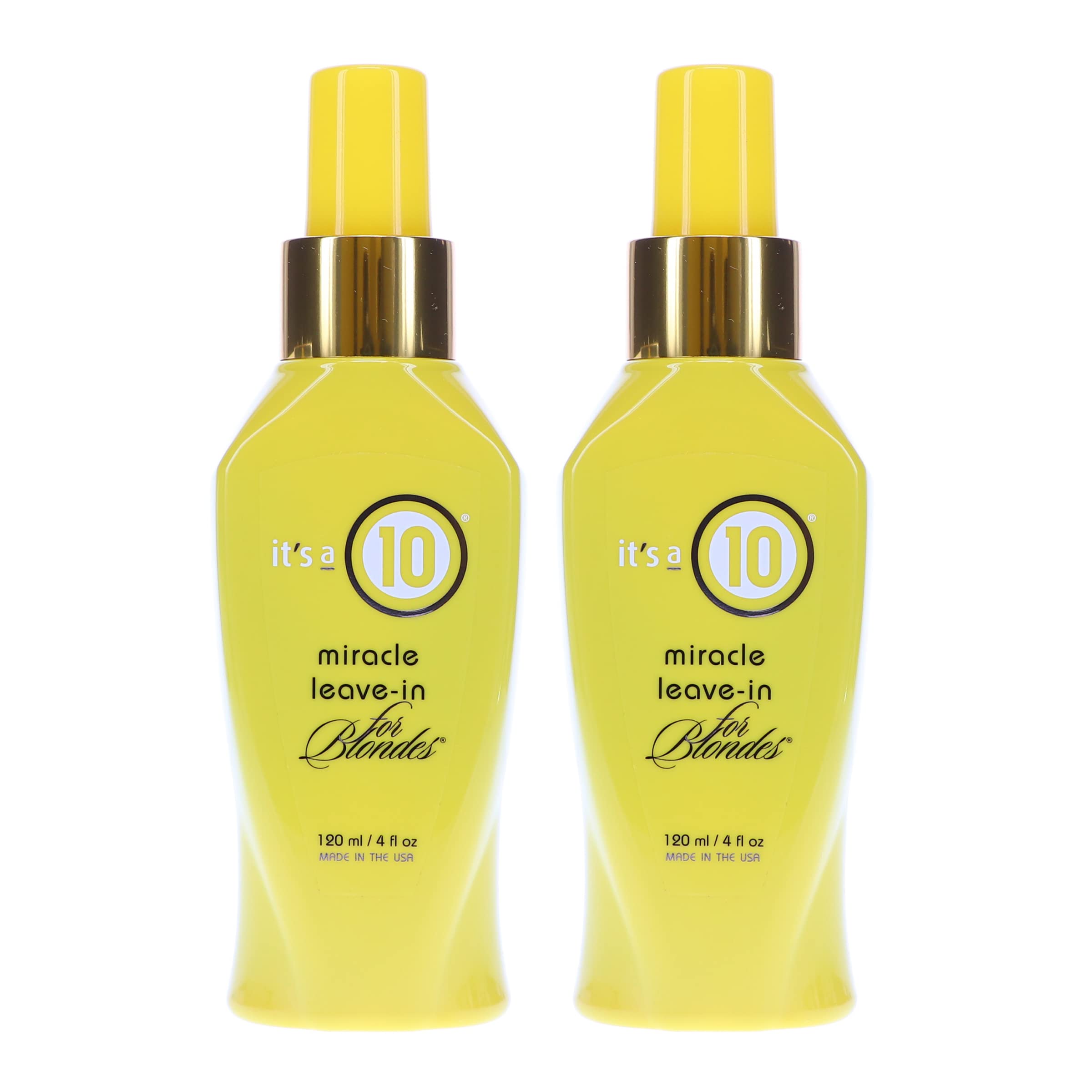 Its A 10 Miracle Blonde Leave-In bottle pour enhances shine for smoother hair.