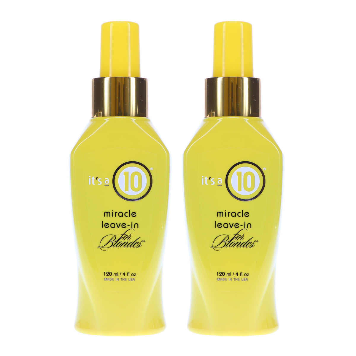 Its A 10 Miracle Blonde Leave-In bottle pour enhances shine for smoother hair.