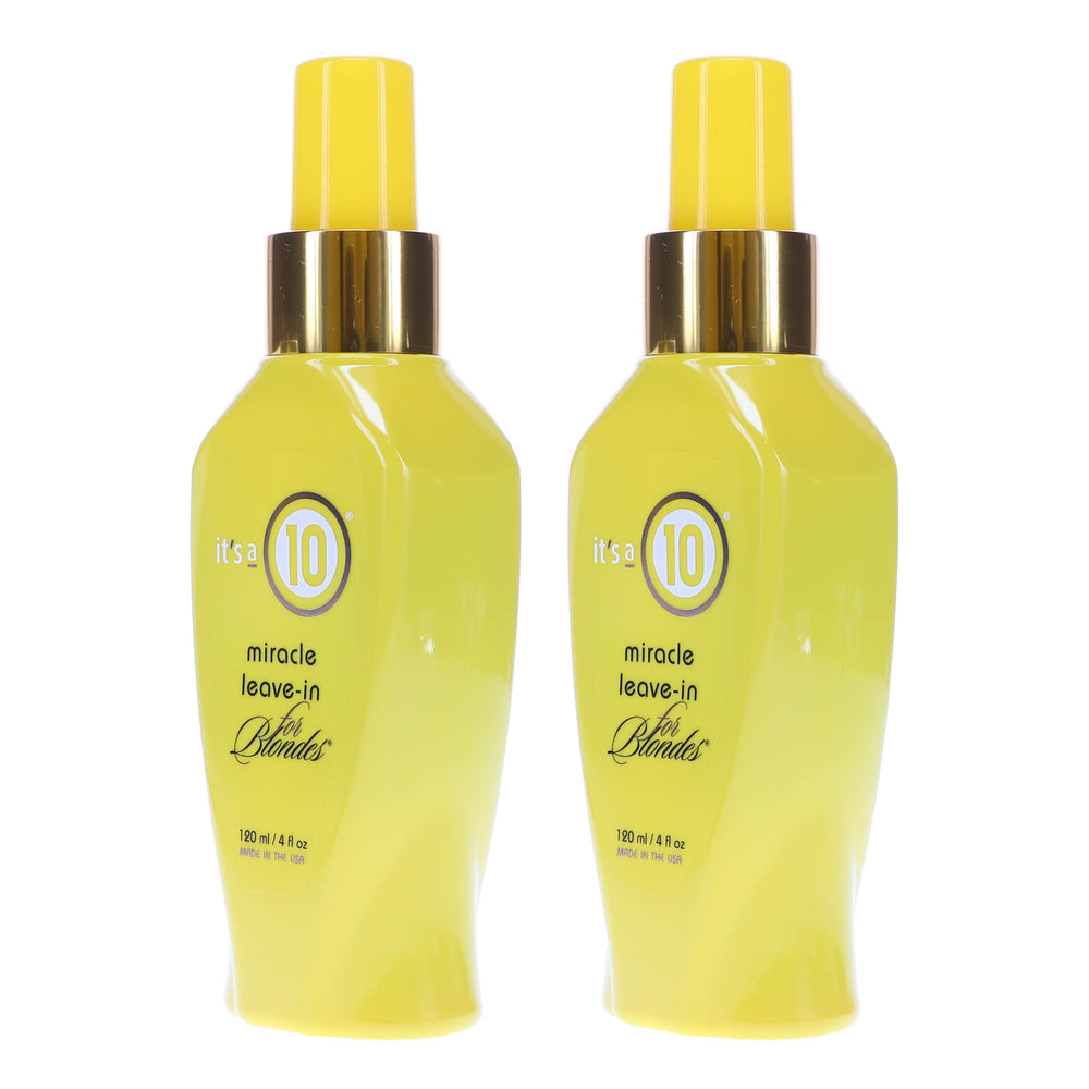 Its A 10 Miracle Blonde Leave-In close-up texture reveals a violet-toned formula for brass reduction.