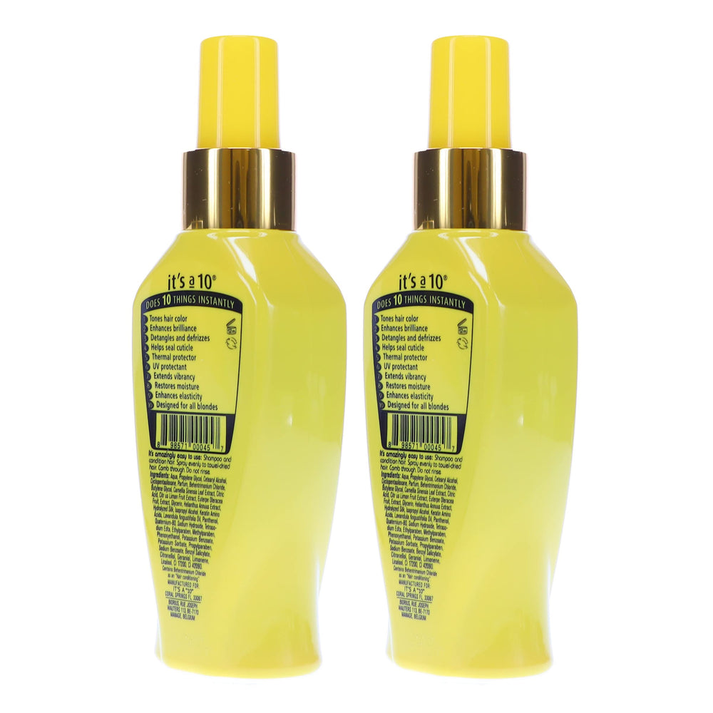 Its A 10 Miracle Blonde Leave-In duo-pack packaging highlights value.