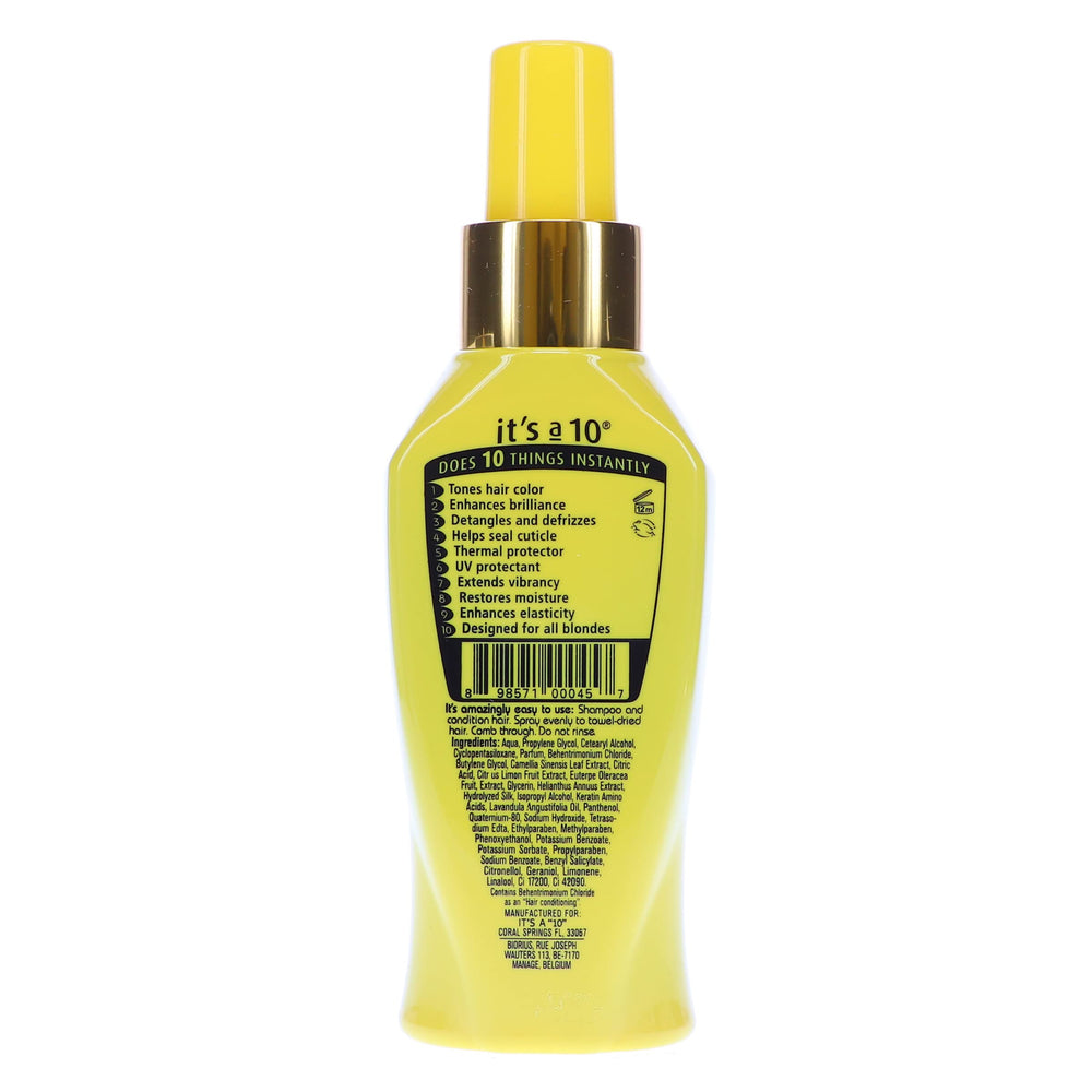 Its A 10 Miracle Blonde Leave-In ready-to-use treatment for daily care.