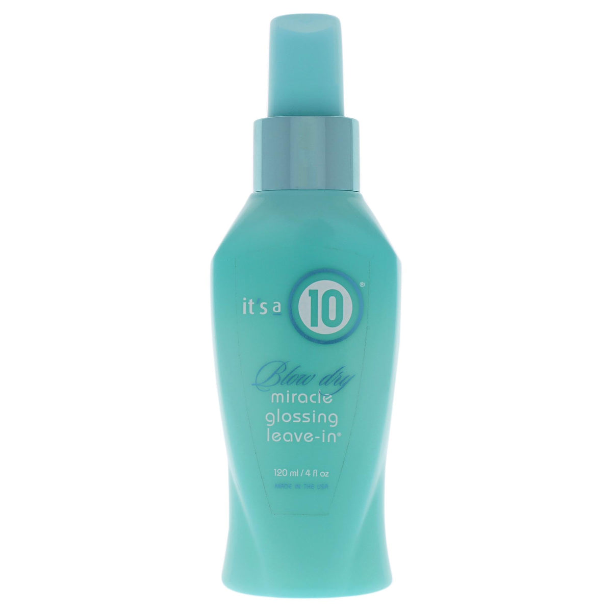 Its A 10 Miracle Blow Dry Glossing Leave-In bottle delivers weightless shine and frizz protection