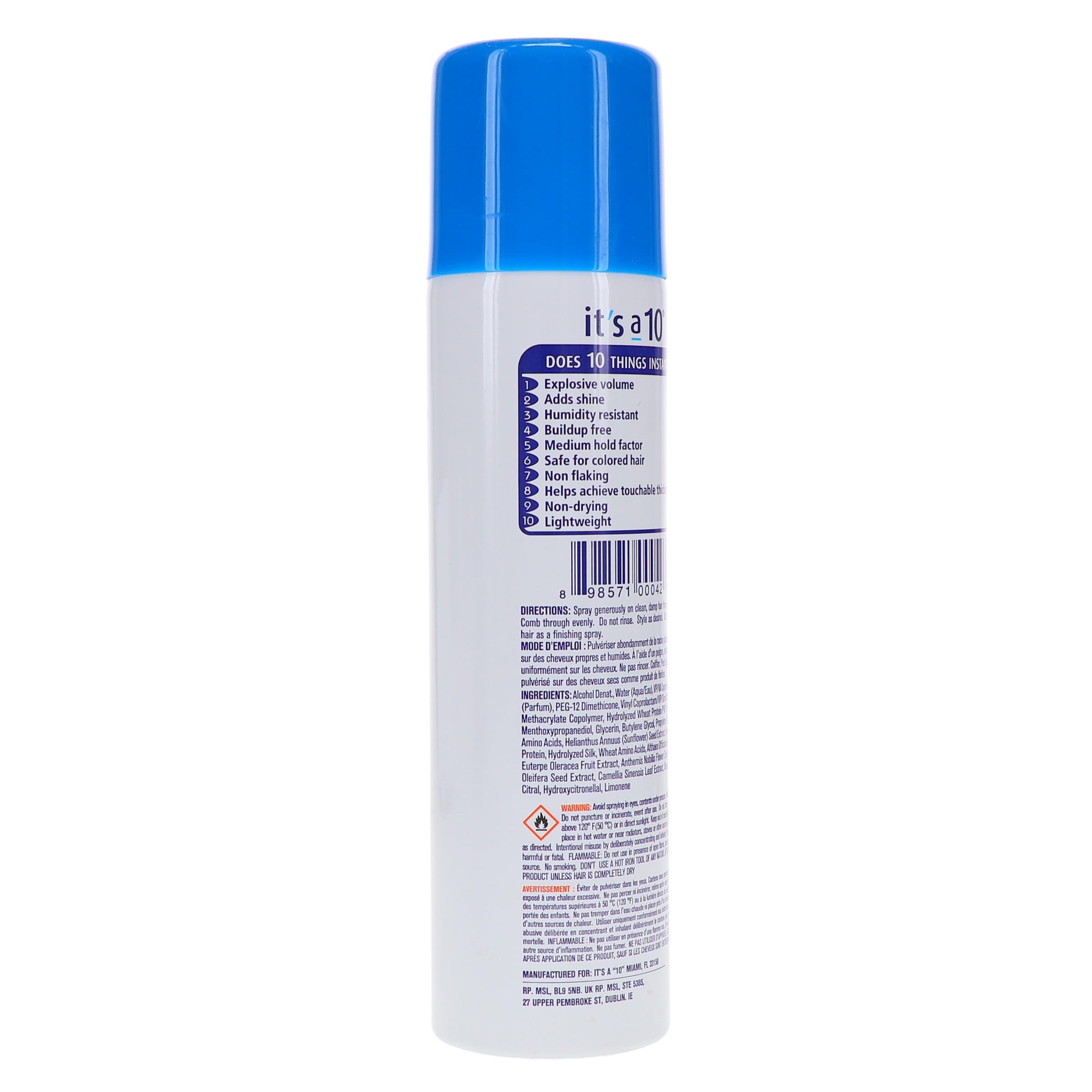 It's A 10 Miracle Blowdry Volumizer humidity-resistant formula helps tame frizz.