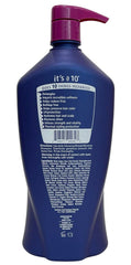 It's A 10 Miracle Daily Conditioner label closeup highlights actives for color protection and softness.
