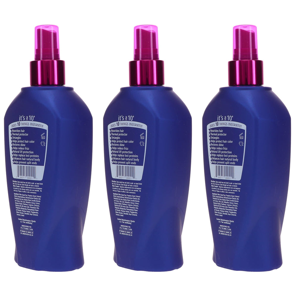 It's a 10 Miracle Leave-In applied to dry hair for smoother, more manageable styling
