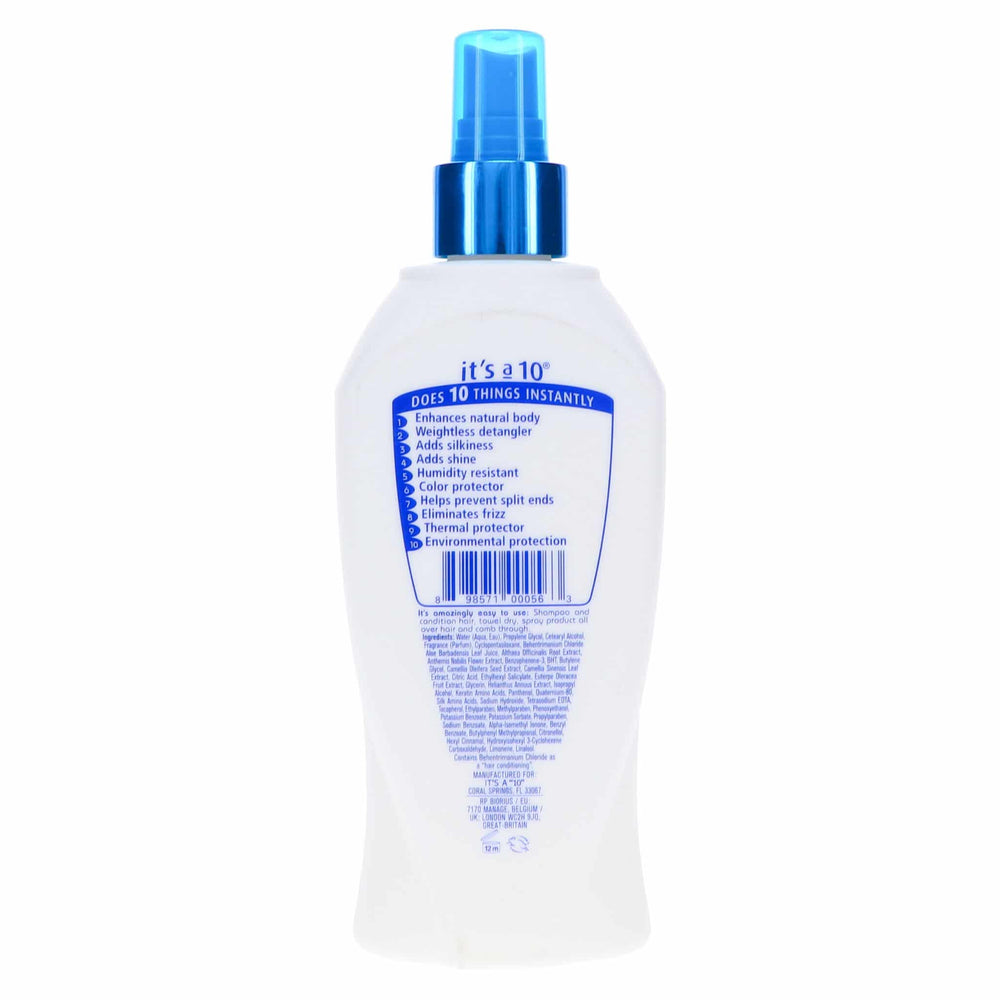 Its A 10 Miracle Leave-In Lite spray provides easy application for detangling and shine.