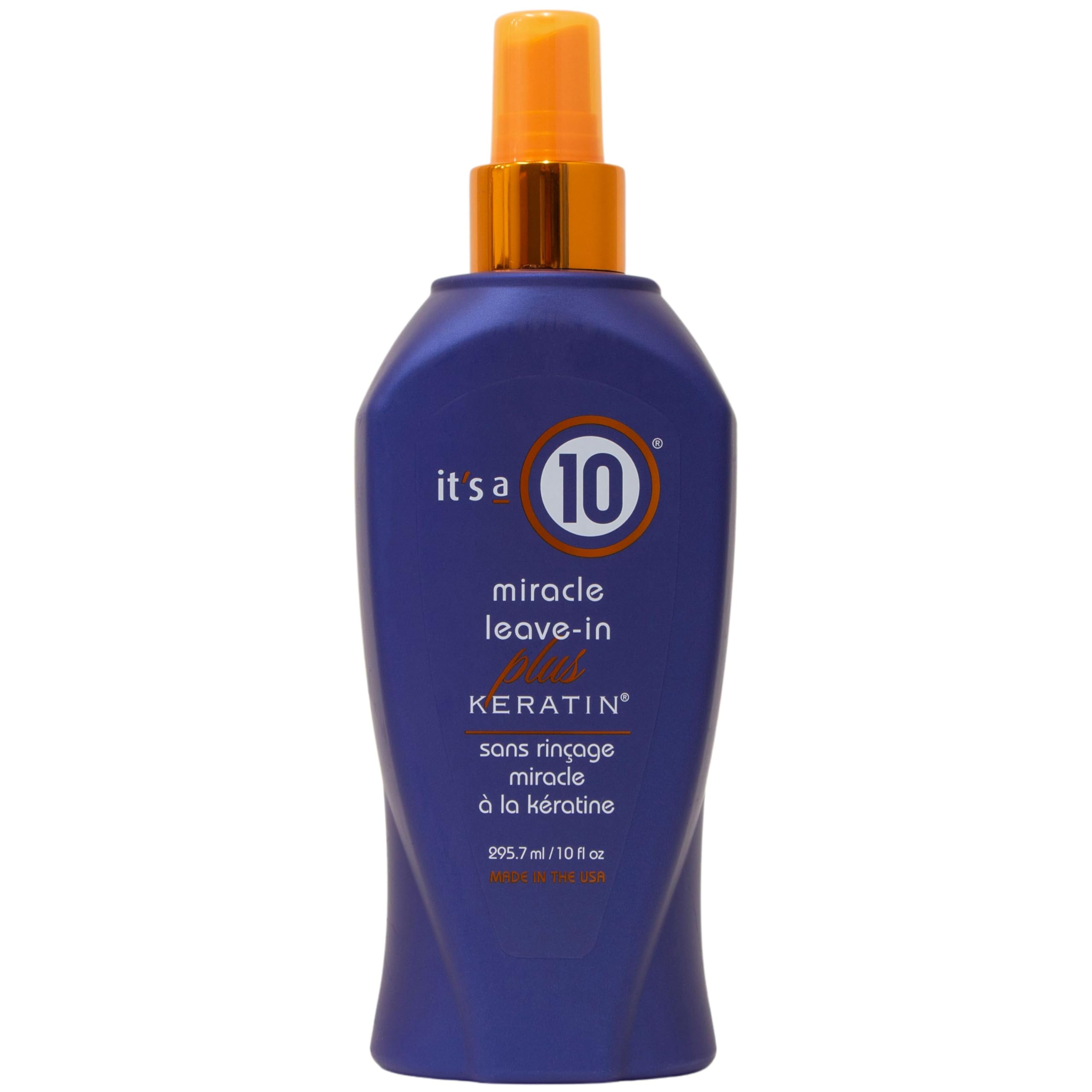 It's A 10 Miracle Leave-In Plus Keratin bottle front view highlighting detangling ease