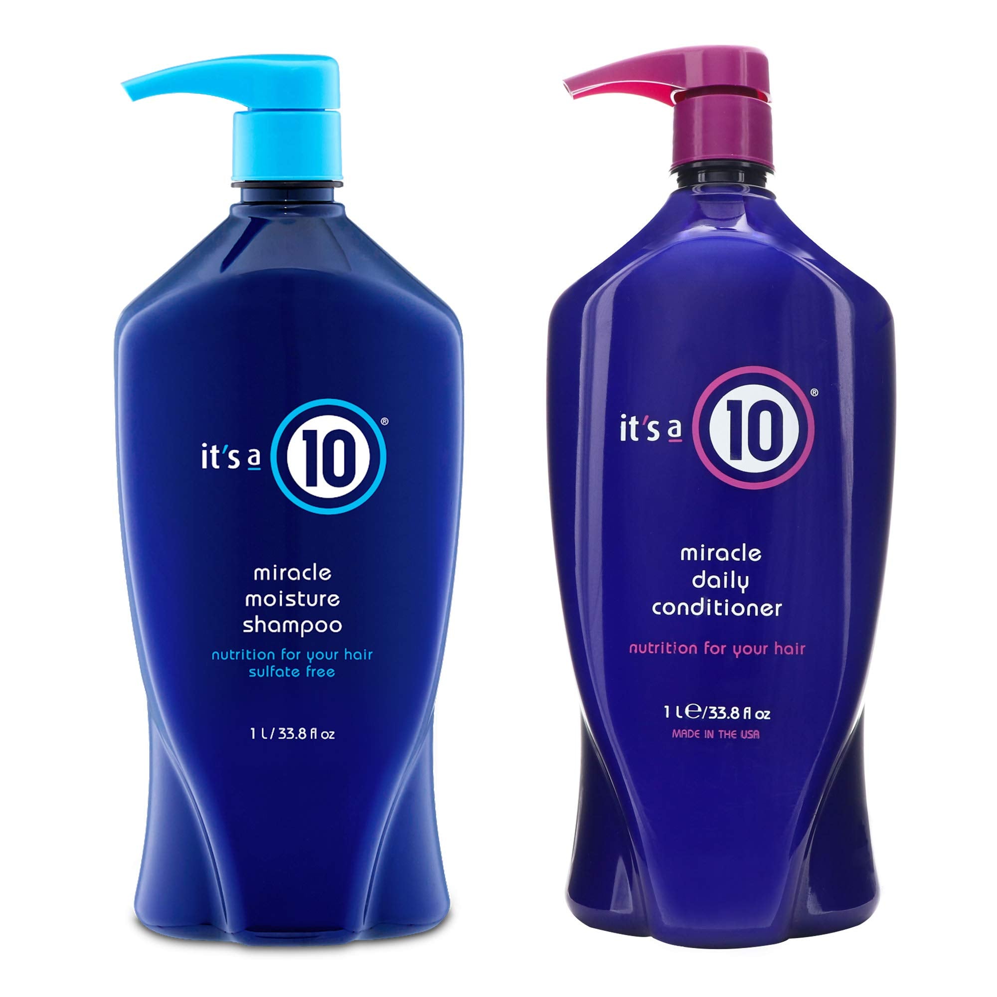 It's A 10 Miracle Moisture Shampoo bottle pour for gentle cleansing on color-treated hair