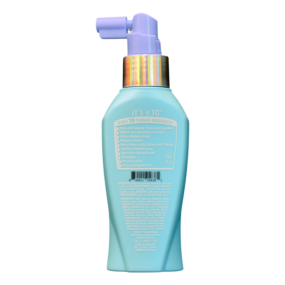 It's a 10 Scalp Restore mist application delivering fast calming coverage.