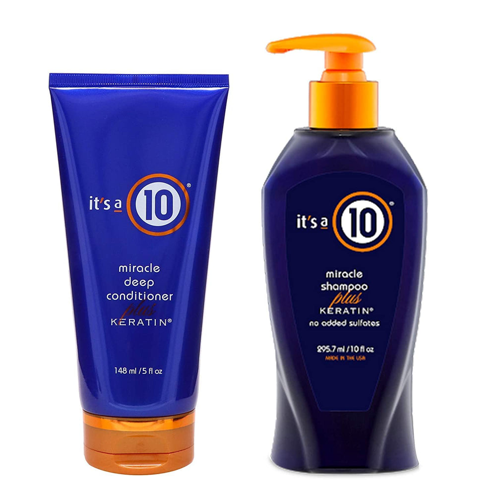 It's a 10 Shampoo and Deep Conditioner duo bottles with keratin for hair repair and shine.