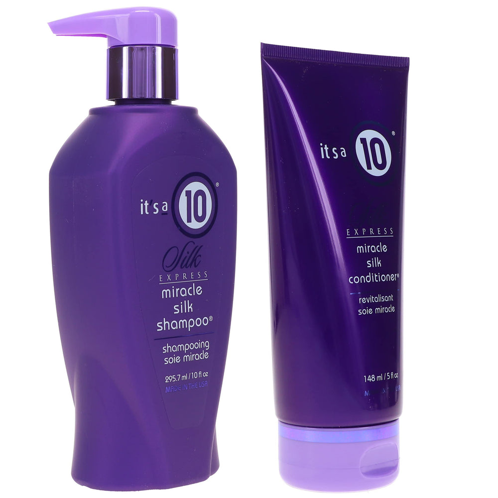 It's a 10 Silk Express Miracle Silk Duo Pack back—includes usage details and benefits.