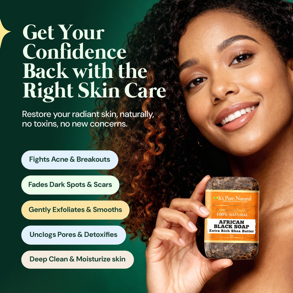 It's Pure Natural African Black Soap pack 3 shows value for daily skincare routine.