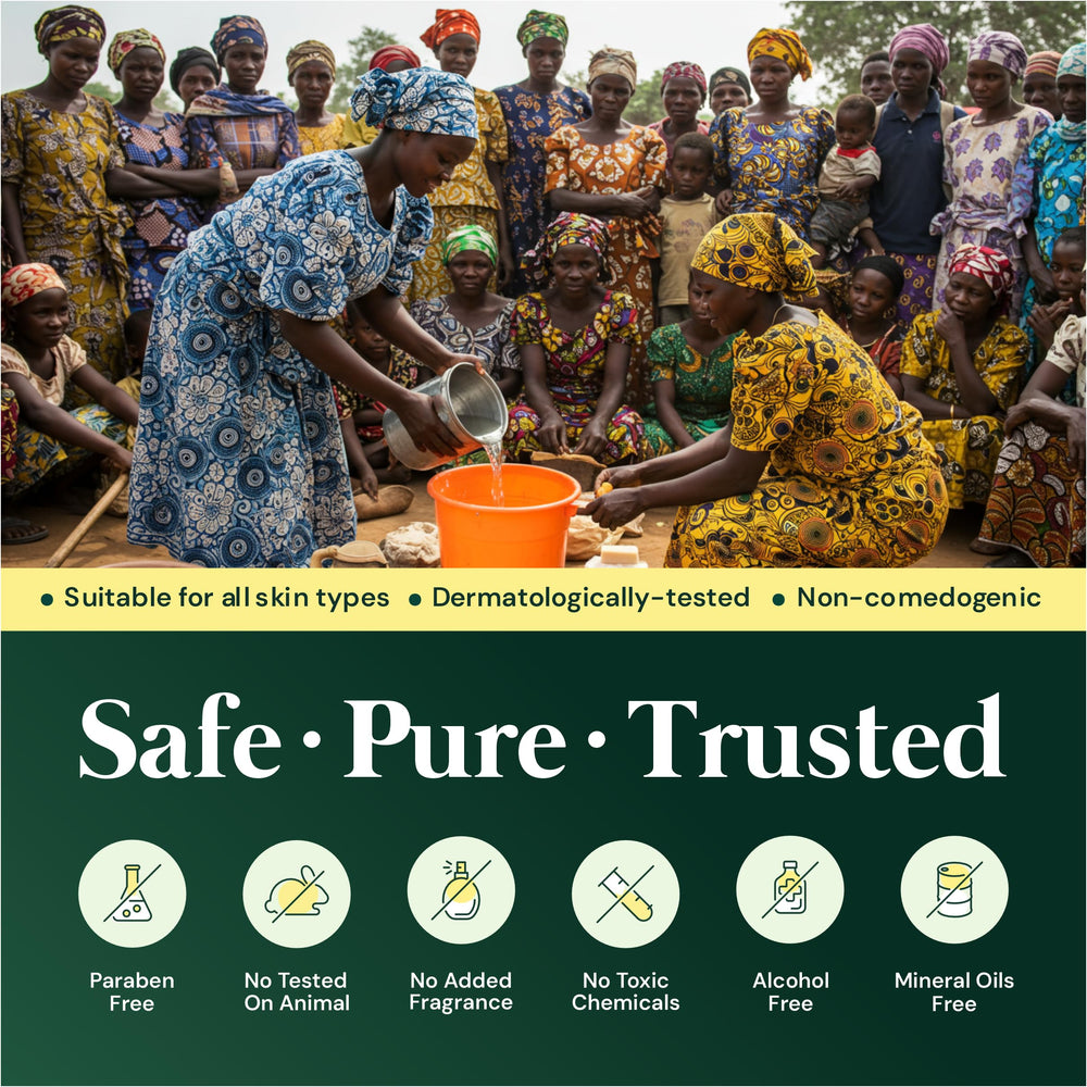 It's Pure Natural Made-in-Ghana image emphasizes authentic skincare craft.