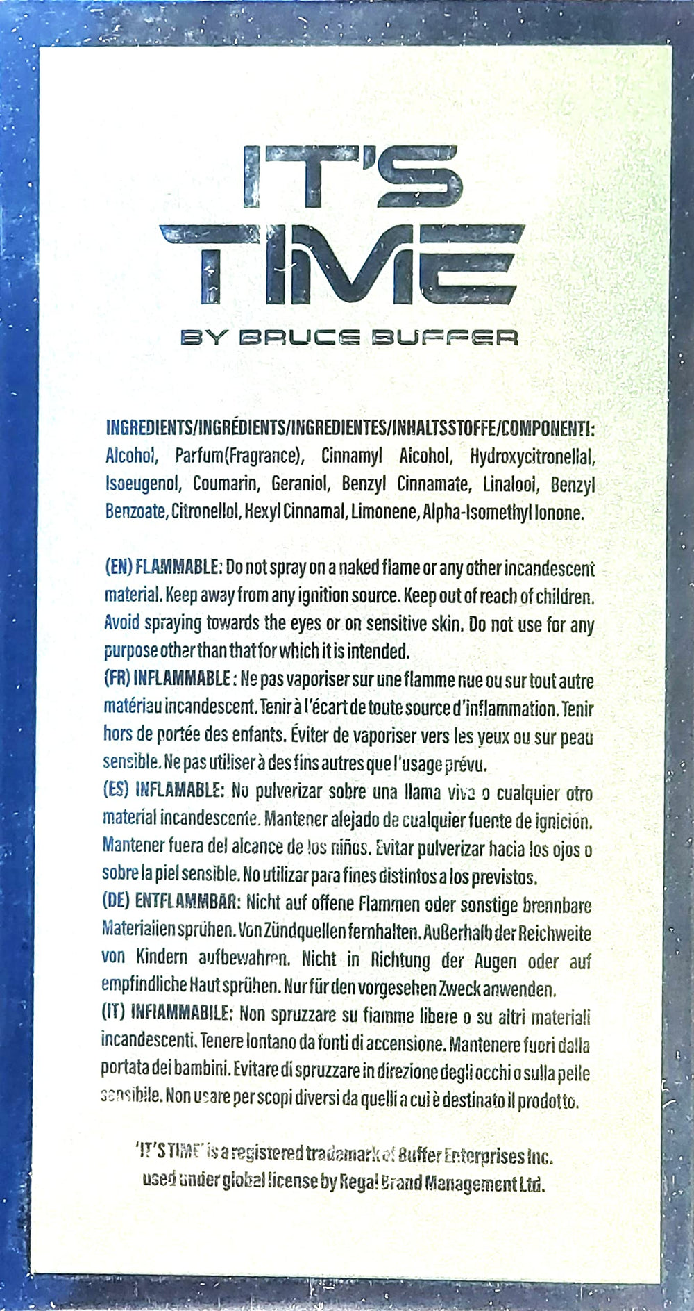 Its Time By Bruce Buffer compact travel-ready bottle for on-the-go use