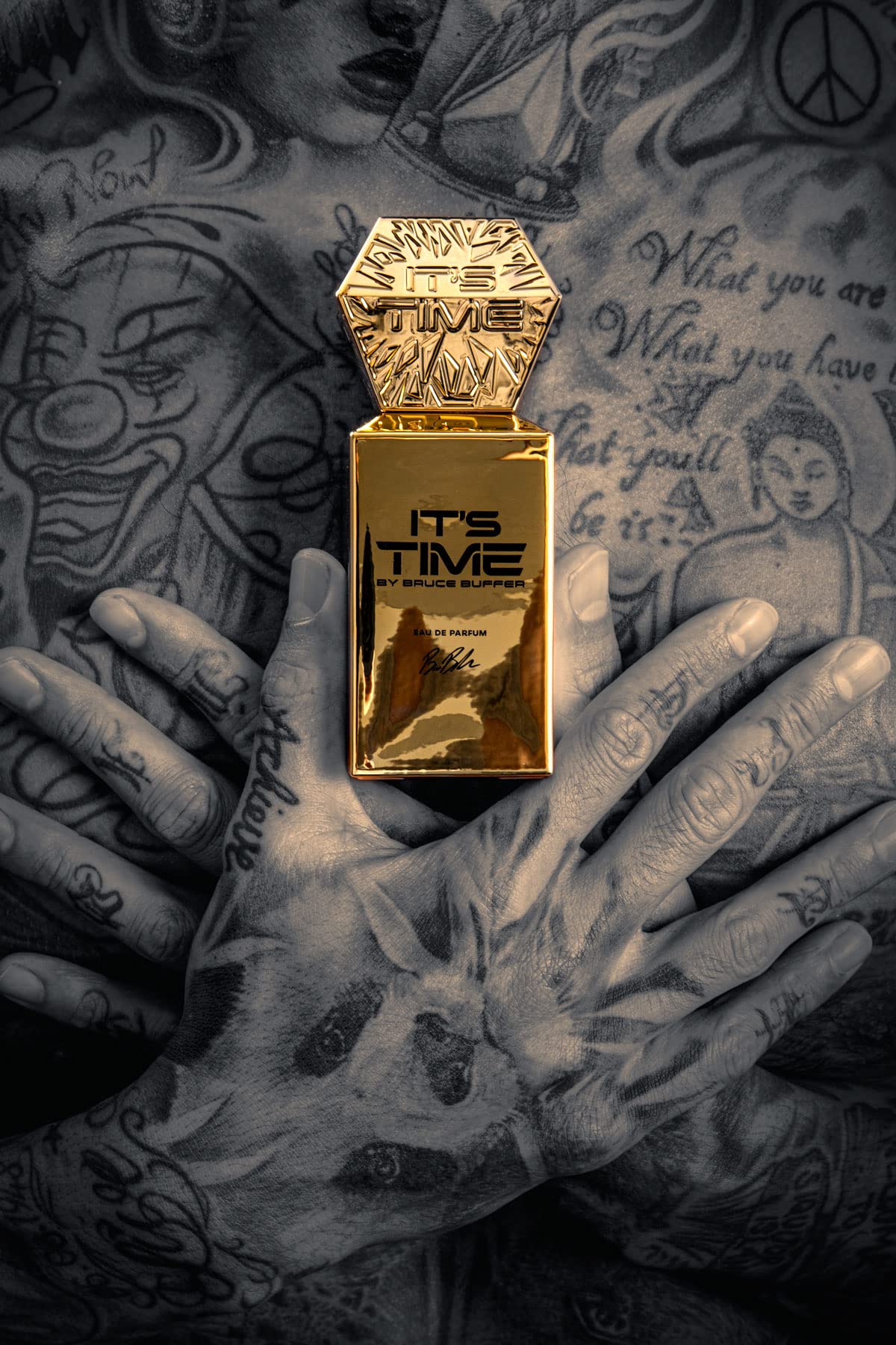 Its Time By Bruce Buffer label detail highlights branding and notes for trust