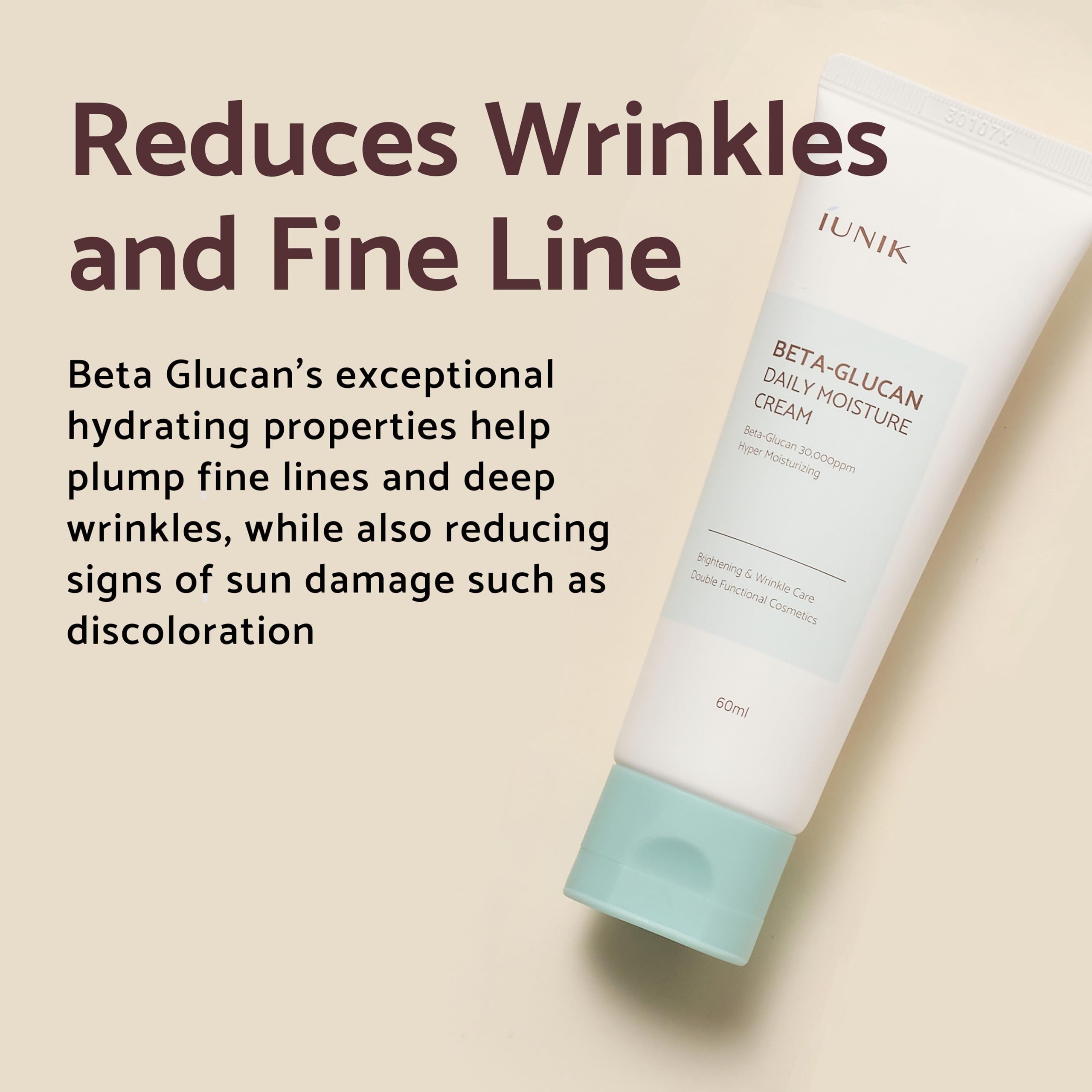 IUNIK Beta-Glucan Daily Moisture Cream for mature skin provides quick hydration without residue