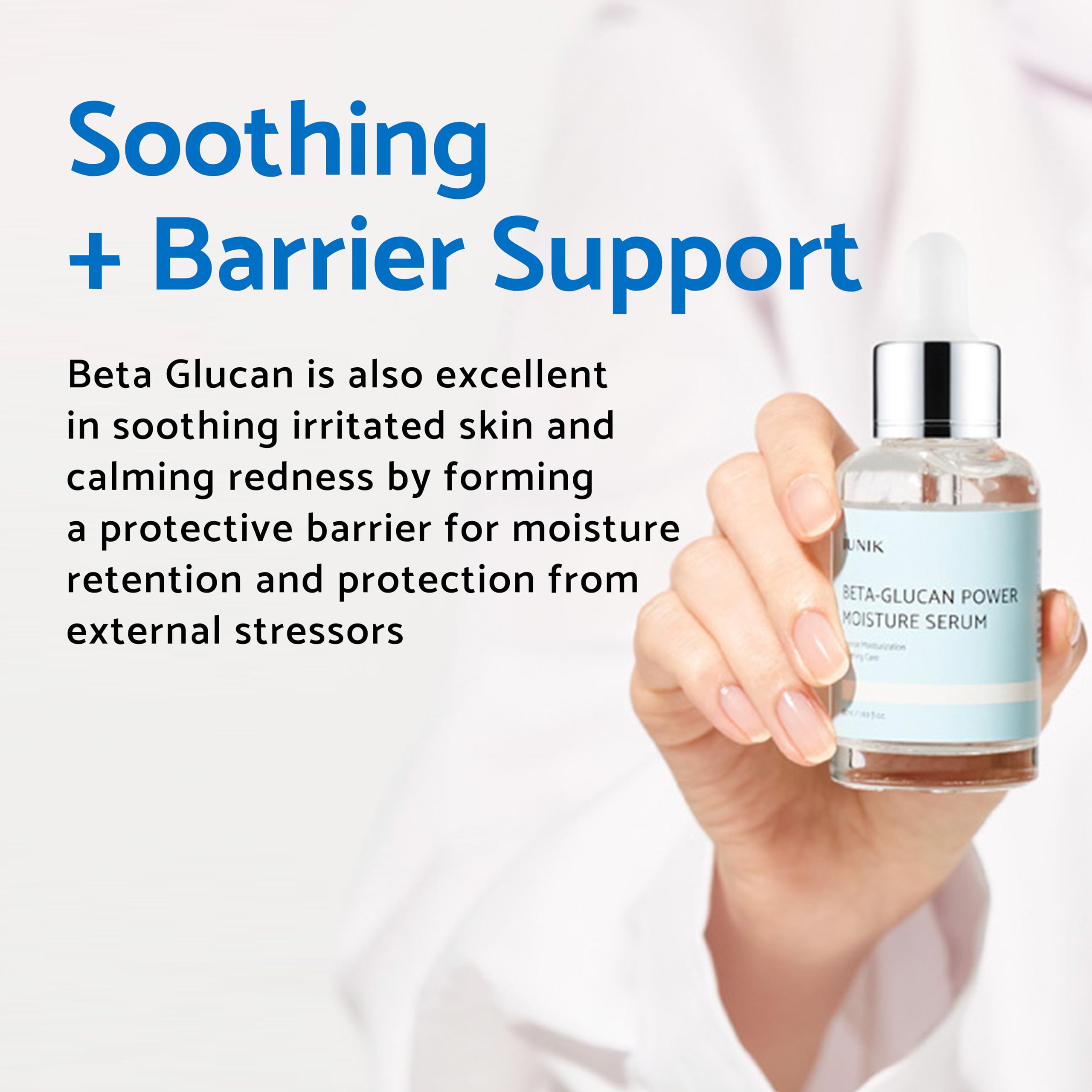 IUNIK Beta-Glucan Deep Moisture Serum application captures smooth layering with daily hydration