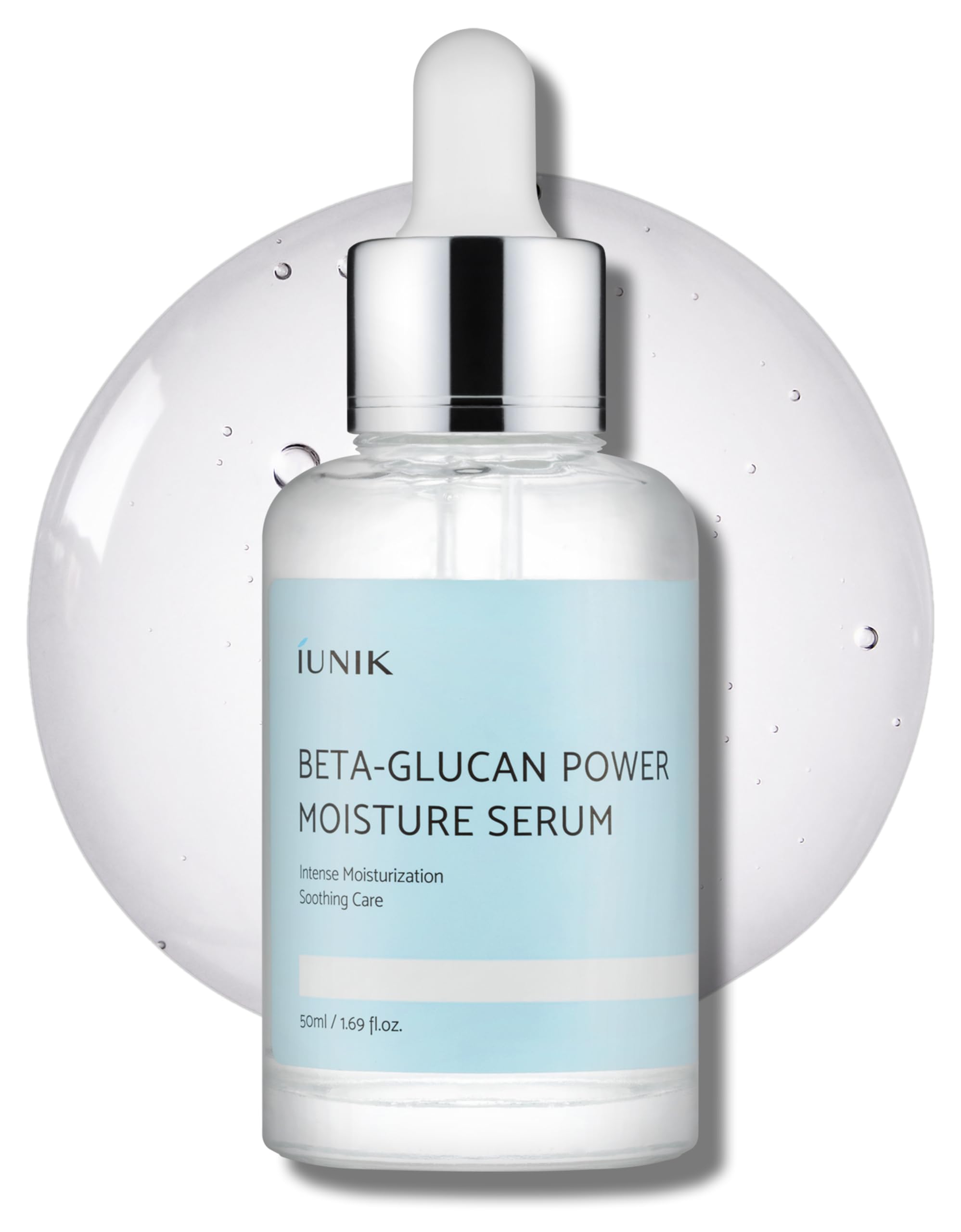 IUNIK Beta-Glucan Power Deep Moisture Serum bottle with pump for intense hydration.