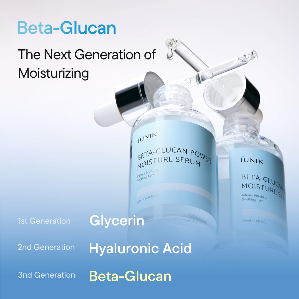 IUNIK Beta-Glucan Power Serum day routine shot highlights all-day hydration.
