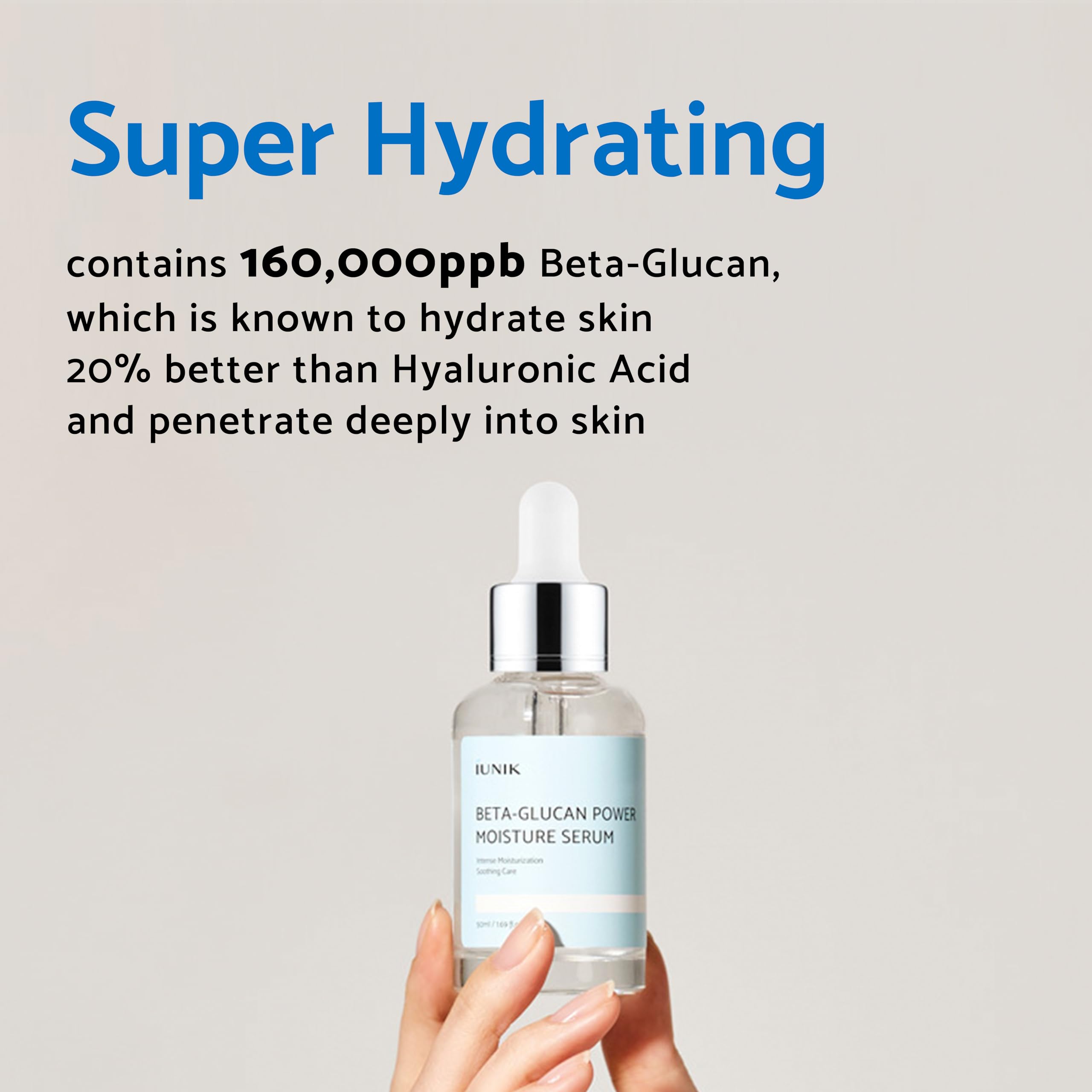 IUNIK Beta-Glucan Power Deep Moisture Serum packshot signals intense hydration for barrier support