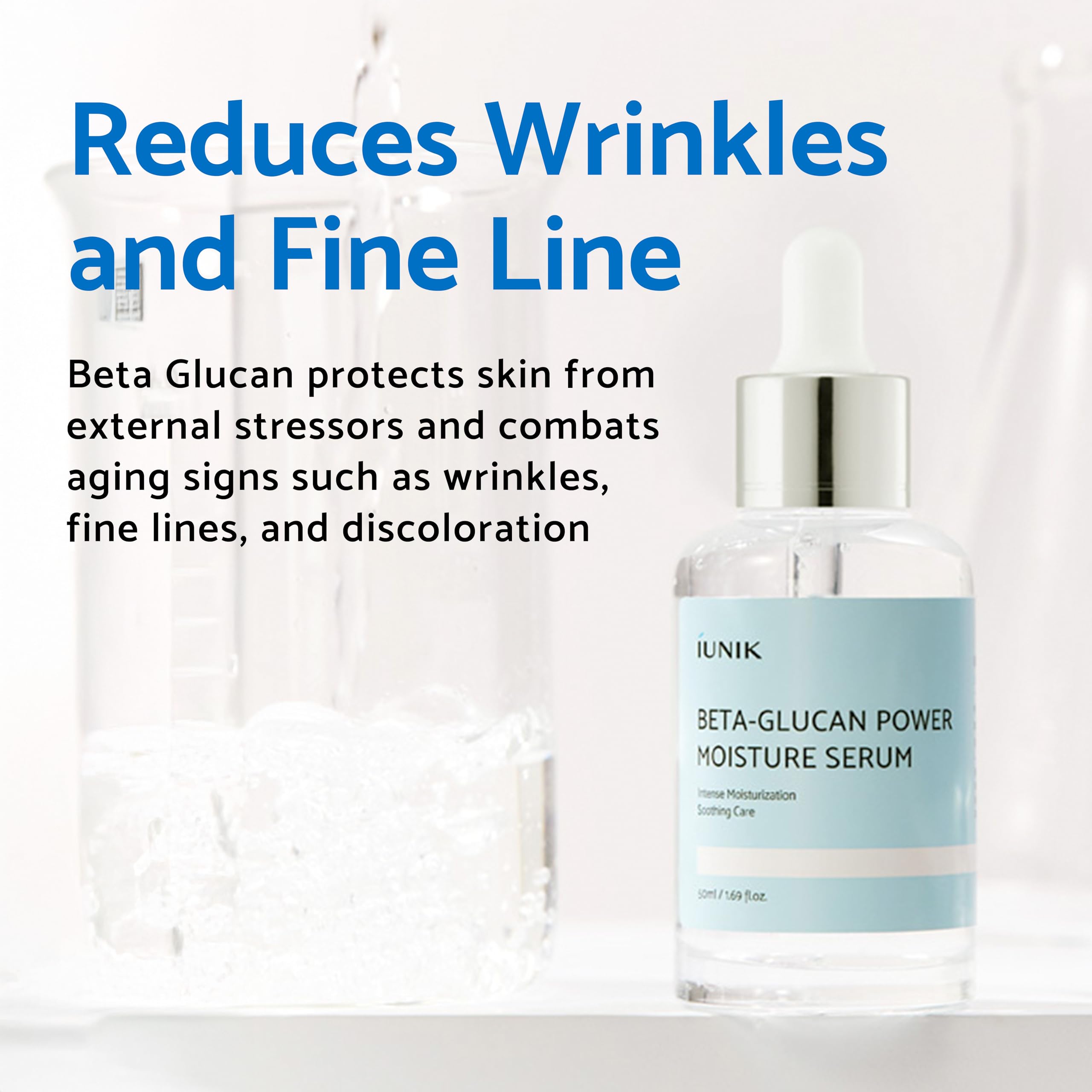 IUNIK Beta-Glucan skin barrier scene shows environmental protection through fortified hydration