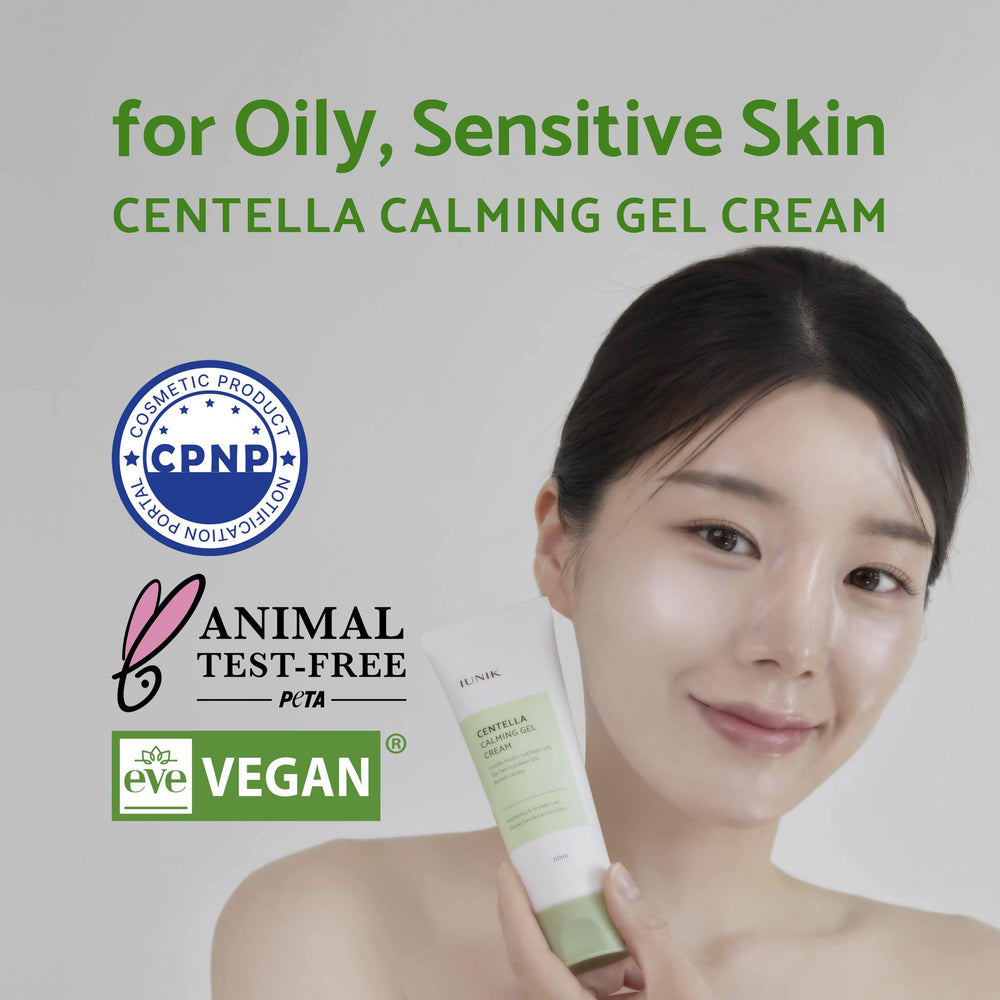IUNIK Centella Calming Gel Cream ingredients centella leaf water provide soothing skincare benefits.