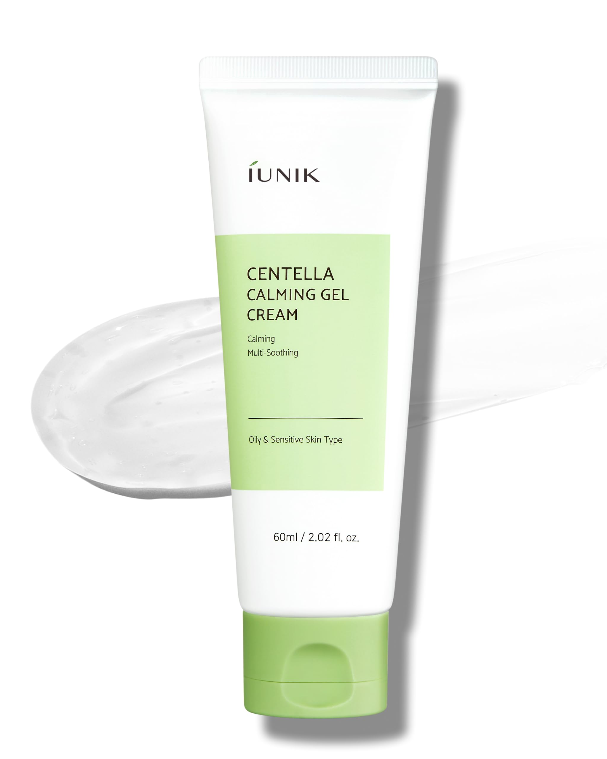 IUNIK Centella Calming Gel Cream jar closeup shows hydrating, non-greasy formula.