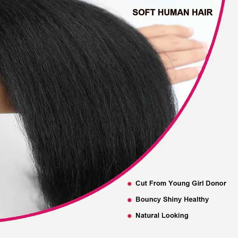 IUTUFTD kinky straight bundles 3-pack bundles; durable double-machine weft for lasting shine.
