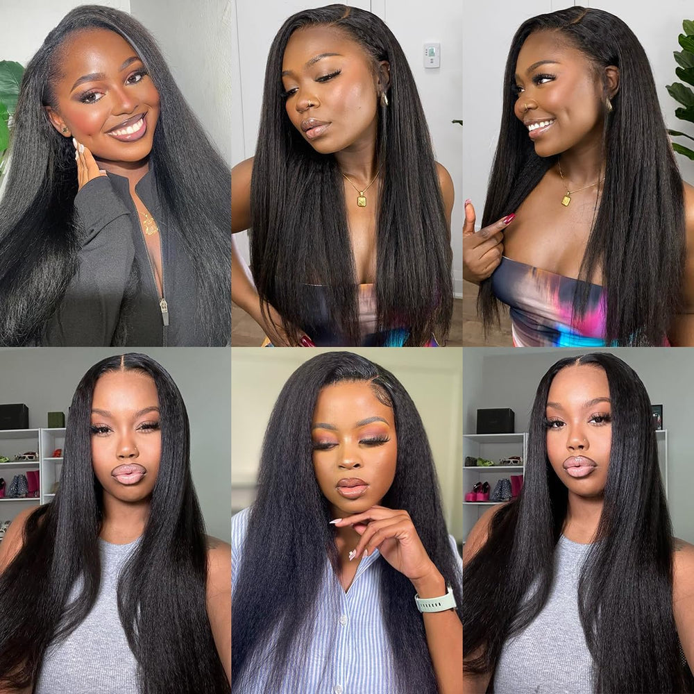 IUTUFTD kinky straight bundles wearable style; natural black 1b shade suits many outfits.