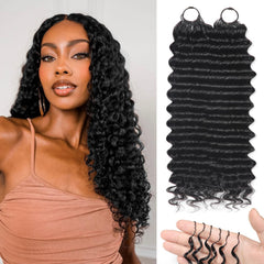 IVCoco deep-wave crochet 18in bundle close-up for natural seamless blend.
