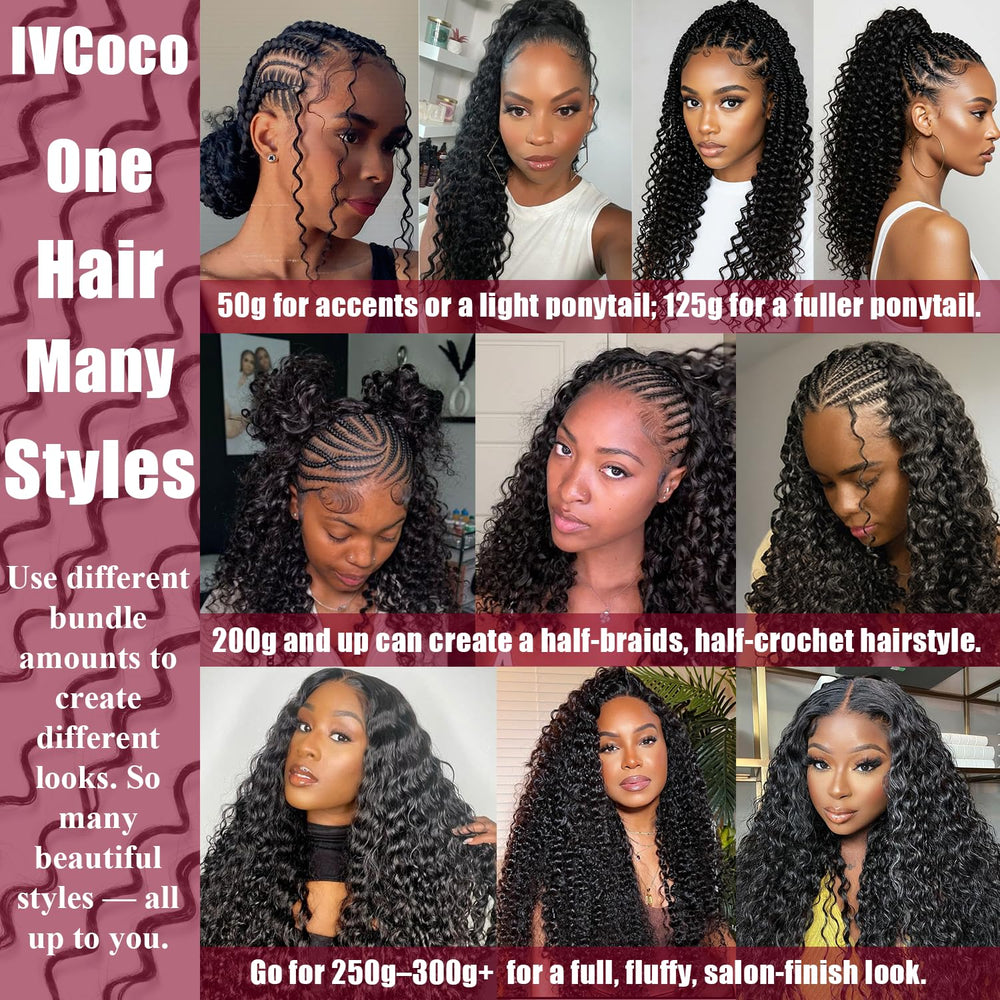 IVCoco invisible crochet hair extensions laid flat with natural appearance.
