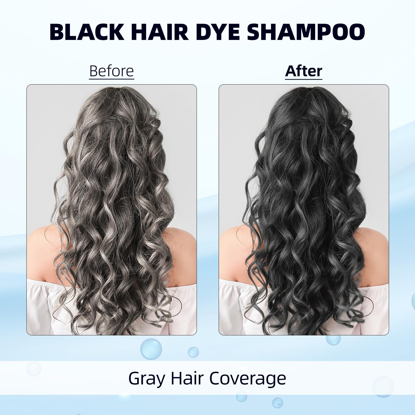 Ivnil hair dye shampoo in hand applying to gray roots for even coverage.