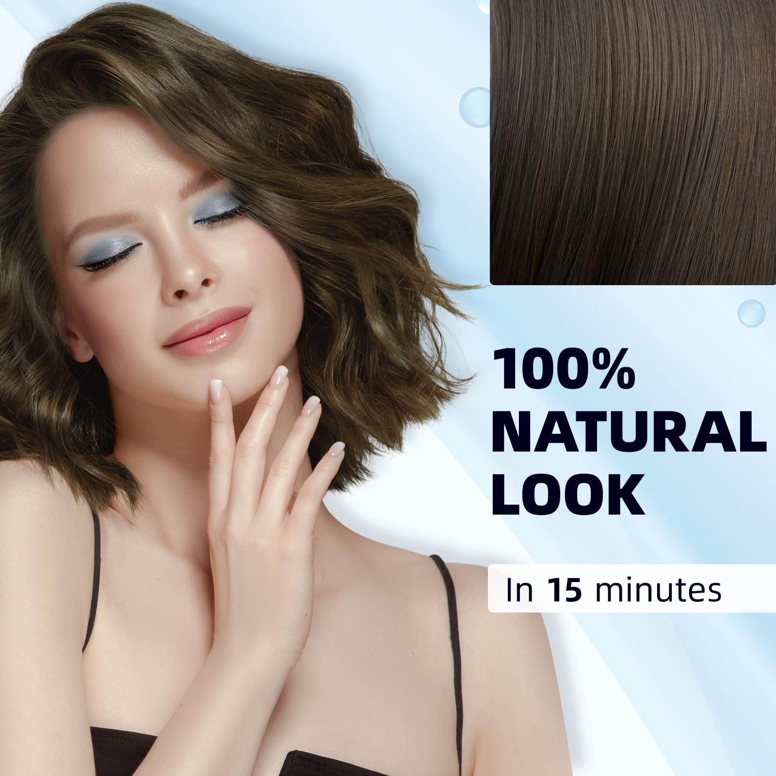 Ivnil Chestnut Brown Hair Dye Shampoo full-coverage method takes about 20 minutes.