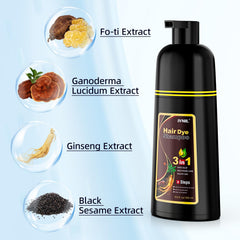 Ivnil Coffee Hair Dye Shampoo gloves-ready usage highlights simple, stain-free application.