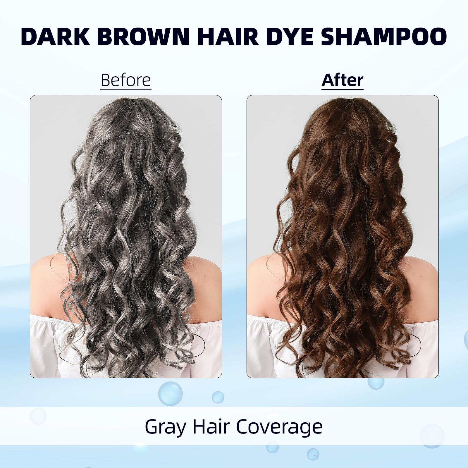 Ivnil dark brown hair dye shampoo gray-coverage result demonstrates rejuvenation