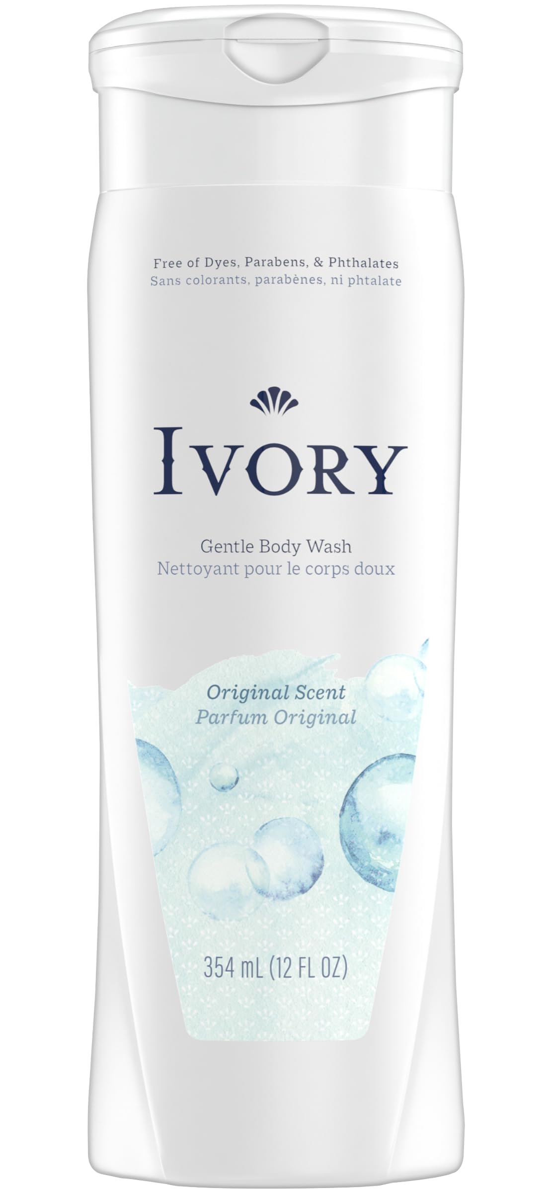 Ivory Body Wash Original plant-based cleansers emphasized for a gentler wash.