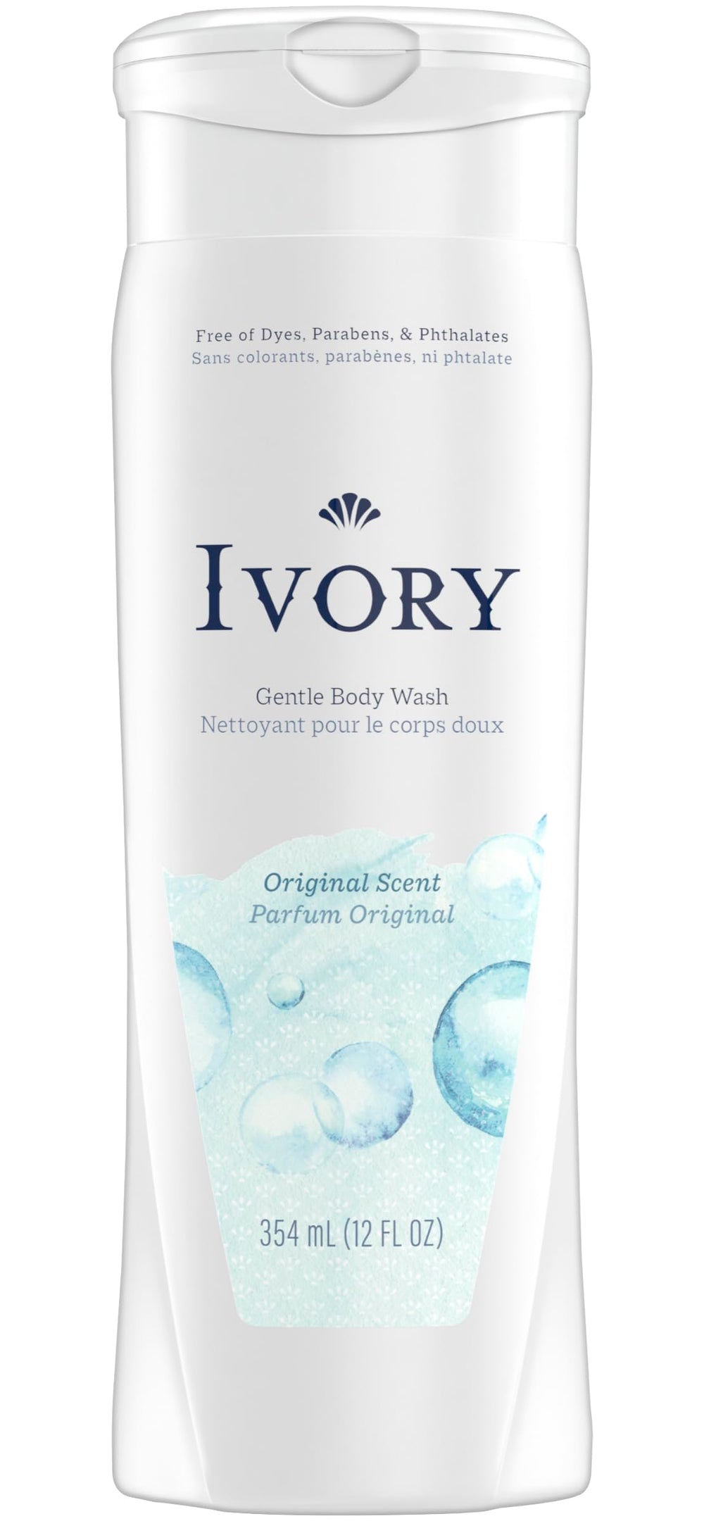 Ivory Body Wash Original plant-based cleansers emphasized for a gentler wash.