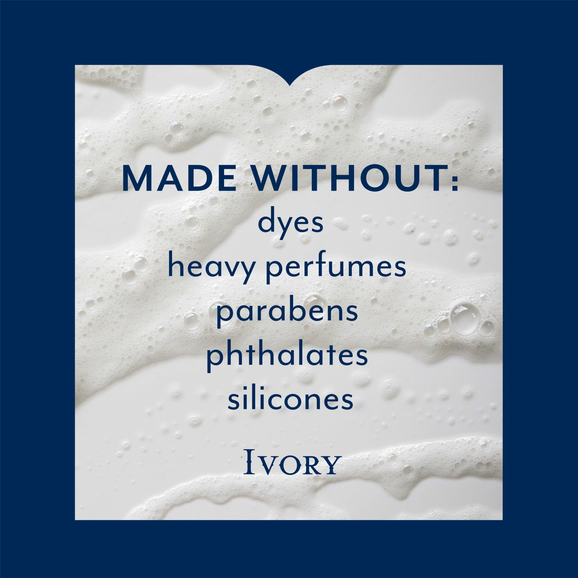 Ivory Body Wash Original rich lather shown for a luxurious cleansing experience.