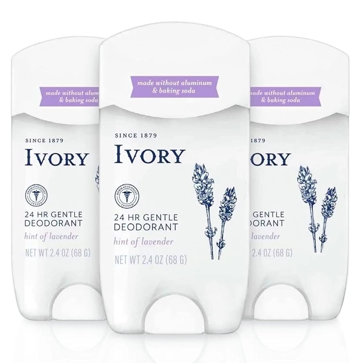 Ivory Deodorant lavender-scented pack of 3 for gentle all-day odor protection
