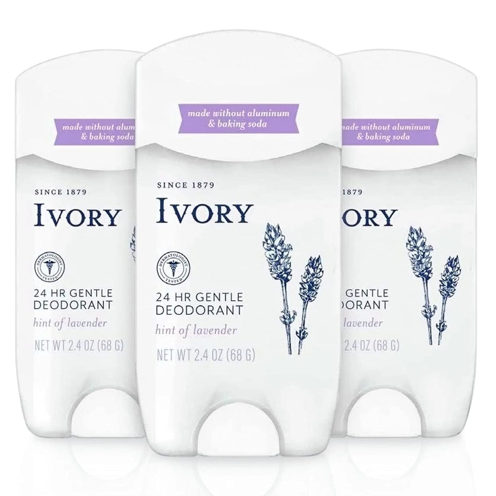 Ivory Deodorant lavender-scented pack of 3 for gentle all-day odor protection