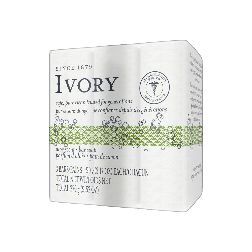 Ivory Jabon en barra Aloe, apto para toda la familia.