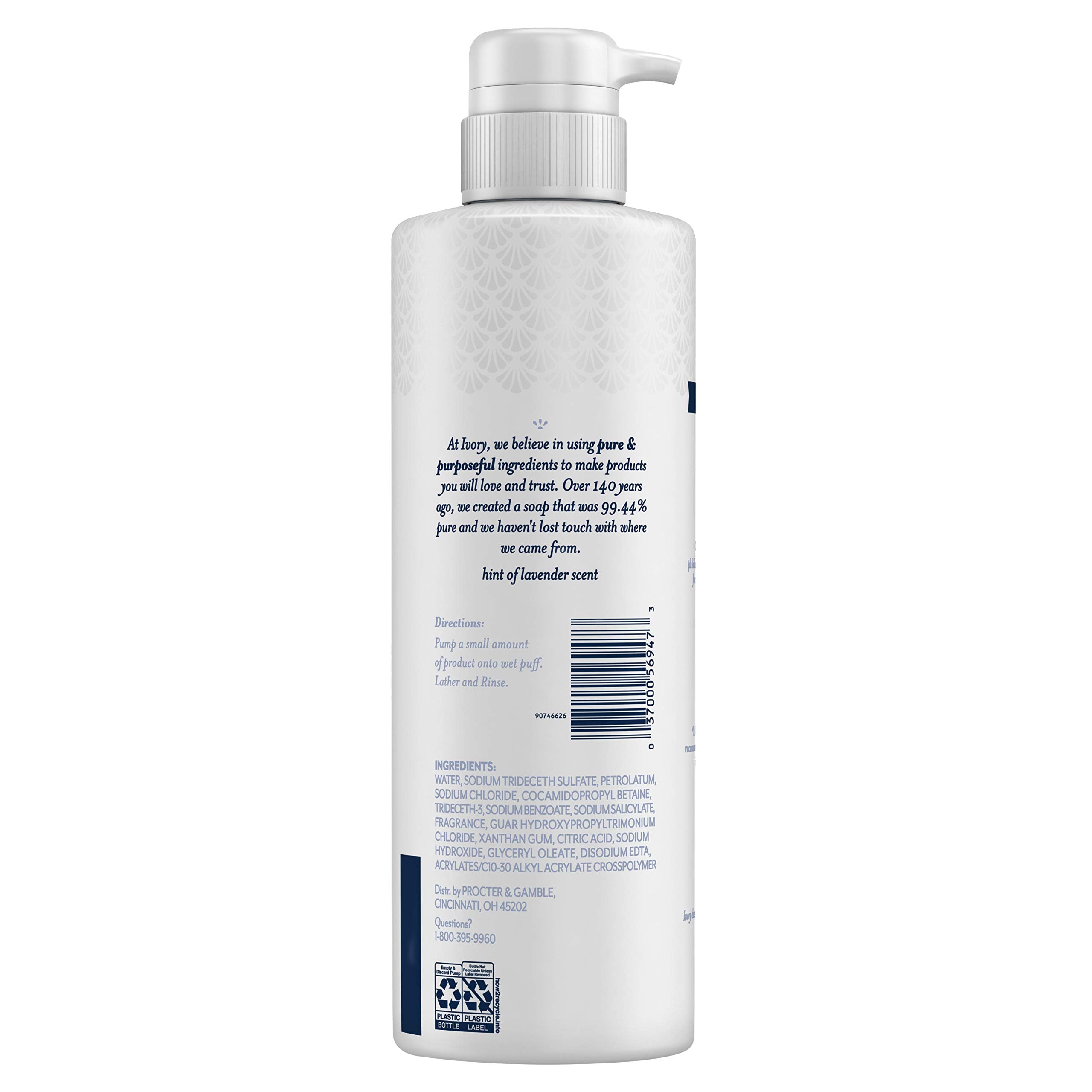Ivory sensitive-skin body wash lavender scent close-up illustrating fragrance