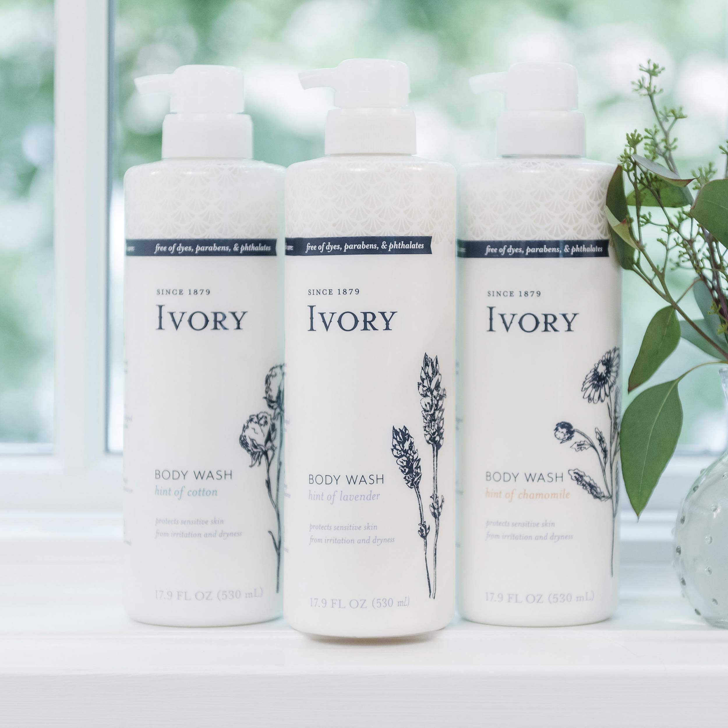 Ivory sensitive-skin body wash pack four highlighting value