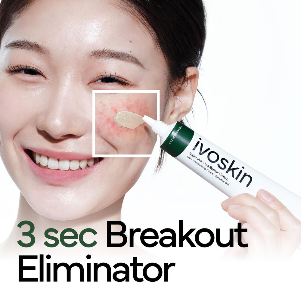 IVOSKIN Madecassoside and Panthenol boost moisture, supporting recovery in creamy texture close-up.