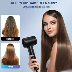 IWAANYI hair dryer provides 30m/s wind speed for efficient styling.