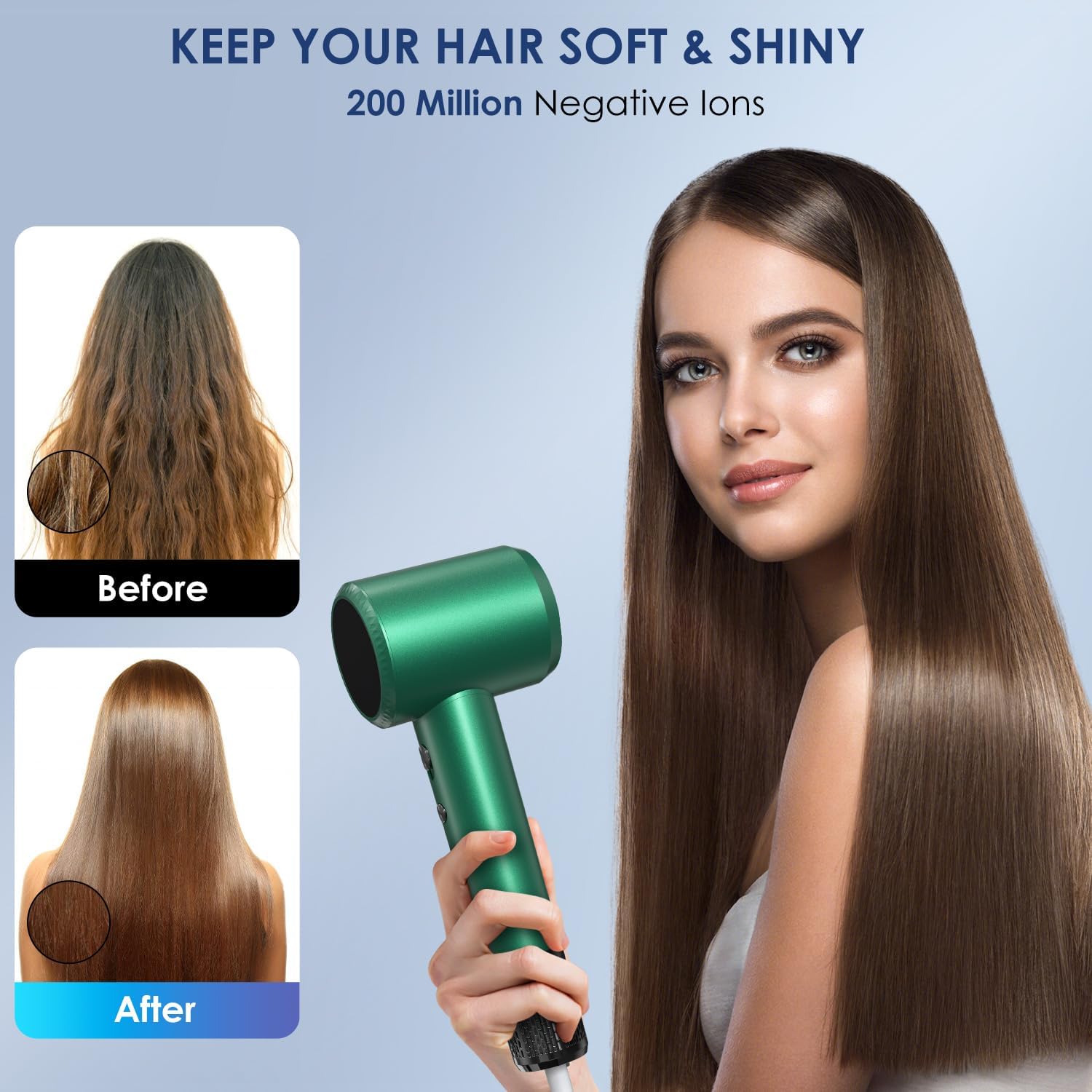 IWAANYI professional hair dryer temperature-control ensures steady heat for hair care