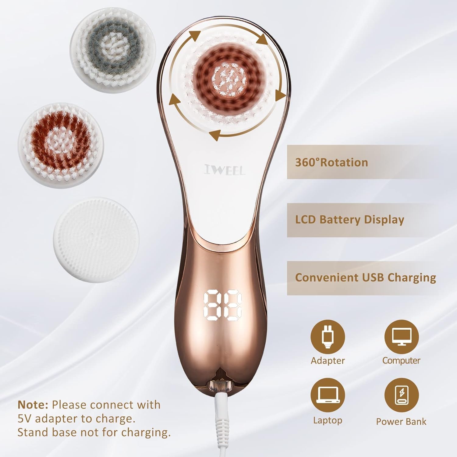 IWEEL rotating cleanser in action delivering deep cleansing and gentle massage