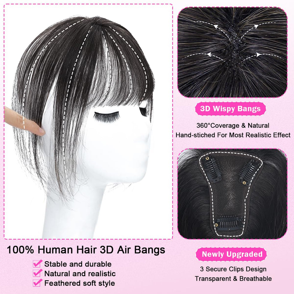 Iwig 3D cover topper bangs blend with your natural hair.