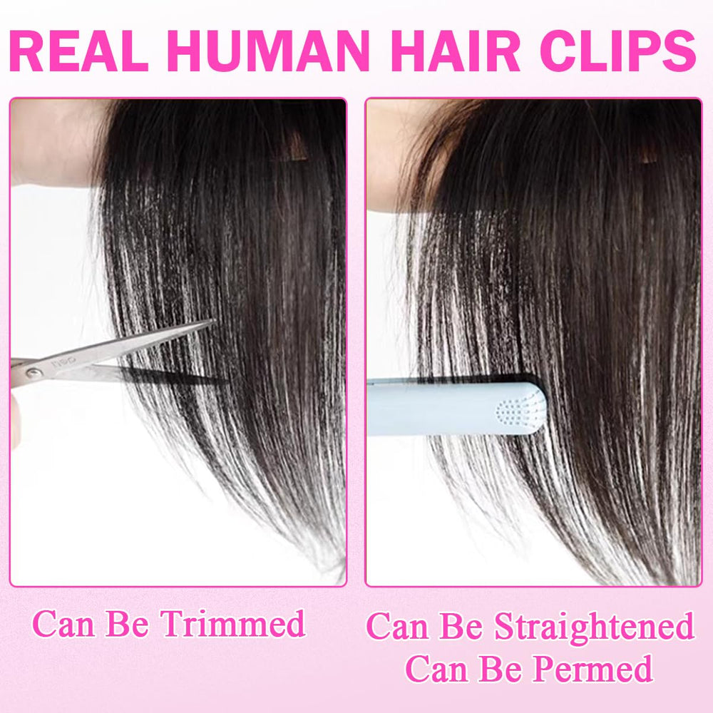 Iwig lightweight clip-in bangs simplify styling and quick transforms.