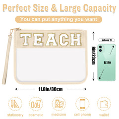 izuzta TEACH clear PVC material close-up emphasizes durability and water resistance.